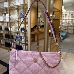 Tory Burch Light Pink Quilted Shoulder Bag